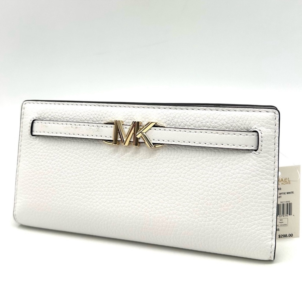 Michael Kors Reed Large Snap Bifold Wallet Optic White - Picture 2 of 9
